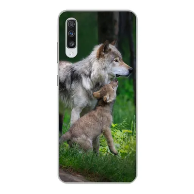 Produktbild von MuchoWow® Handyhülle Schutzhülle Hülle für Samsung Galaxy A70 Wolf - Baby - Wald Silikon Softcase Handy Hülle - Schutzhaube