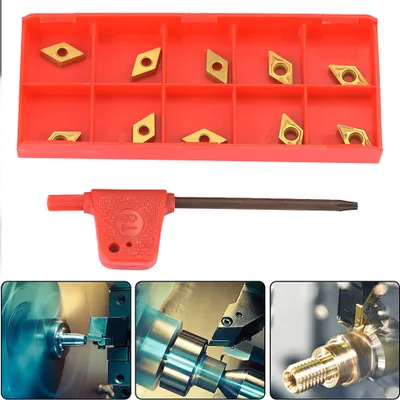 Obrázok produktu pre 10 KUSOV DCMT070204 US735 DCMT21.51 CNC sústružnícky nástroj s karbidovými doštičkami a kľúčom