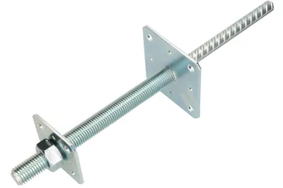 Produktbild von KOTARBAU® Pfostenträger 80 mm x 80 mm x 250 mm Gewinde M24 mm mit Schraube Stützenfuß Höhenverstellbar Verzinkt Bodenfuß Betonfuß Zum Einbetonieren