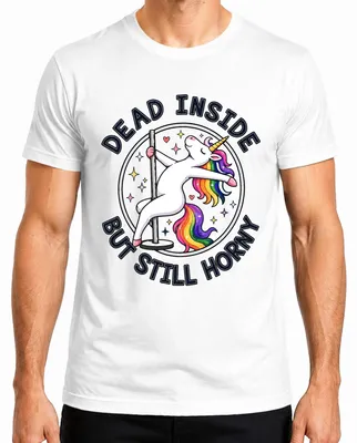 Imagen del producto de Camiseta para hombre, color blanco, talla S. Diseño: "Muerto por dentro, pero aún con ganas". Frase humorística y sarcástica
