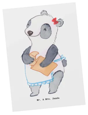 Produktbild von Mr. & Mrs. Panda Grußkarte Bäckereifachverkäuferin Herz - Weiß - Geschenk, Ansichtskarte, bildkarte, Bäckerei, Postkarten, Backstube, Ansichtskarten, Frühstück, Postkarte