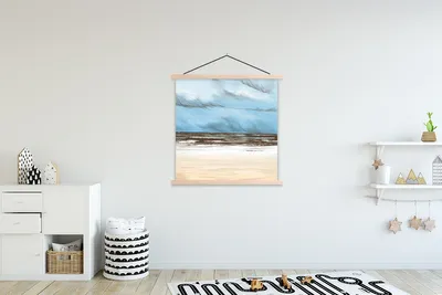 Produktbild von MuchoWow® Textilposter Meer - Strand - Himmel 120x120 cm mit holzfarbenen Rahmen - Textil-Poster
