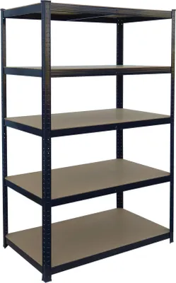 Image de Étagère robuste en acier, 5 tablettes réglables, noire