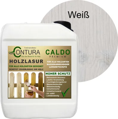 Produktbild von 2,5Liter  - Holzlasur Dickschichtlasur Set + Pinsel 2in1 Dauerschutzlasur Holzschutz Lasur -10 Weiß