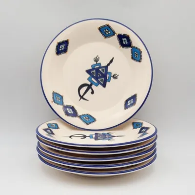 Image de Lot de 6 assiettes plates Sahel bleu - D 24 cm