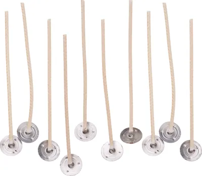Produktbild von Kerzendochte mit Metallfuß, gewachst, 9 cm