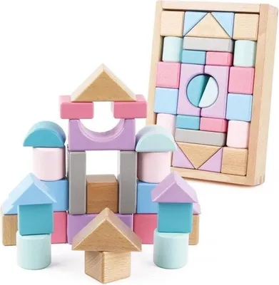 Image de Grands blocs de tri en bois aux couleurs pastel