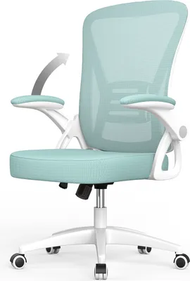 Obrázek produktu pro Kancelářská židle - Ergonomický sedák - Křeslo s 90° sklopnou područkou - Bederní opěrka - Výškově nastavitelná - Zelená