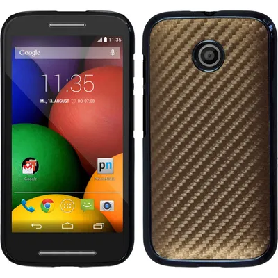 Produktbild von PhoneNatic Case kompatibel mit Motorola Moto E - Hülle bronze Carbonoptik Hard-case + 2 Schutzfolien
