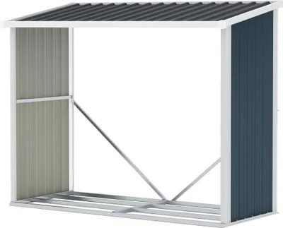 Obrázek produktu pro Přístřešek na dřevo do zahrady – kůlna – pozinkovaná ocel – vodotěsný – 185 × 84 × 133,5/148,5 cm
