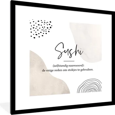 Produktbild von MuchoWow® Gerahmtes Poster Sprichwörter - Sushi - Sushi definition - Zitate - Wörterbuch 40x40 cm - Poster mit Schwarzem Bilderrahmen Wandposter Rahmen Foto Bilder - Poster - Plakat im Rahmen