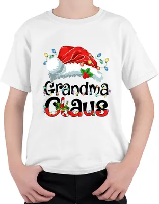 Produktbild von Grandma Claus Weihnachten Oma Geschenk Lichterkette Zuckerstange Uni Kinder T-Shirt, Weiß, 104