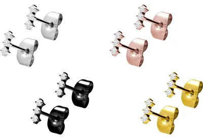 Produktbild von Chirurgenstahl Ohrstecker 3 KRISTALLE