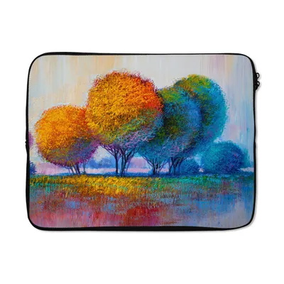 Produktbild von MuchoWow® Laptop Hülle 15 Zoll Malerei - Ölgemälde - Natur - Bäume Laptoptasche - Laptoptasche - Sleeve - Rundum-Schutz
