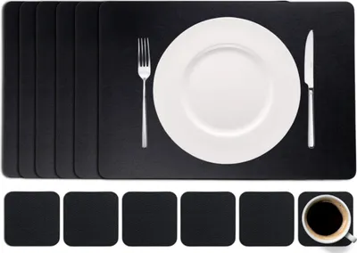 Immagine prodotto di Cookinglife 6 tovagliette + 6 sottobicchieri -  - Nero - 12 pezzi