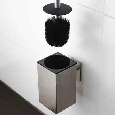Produktbild von ELMOWO - Edelstahl Klobürste ohne Bohren silber - Toilettenbürsten eckig zur Wandmontage - Toilettenbürste für Bad Klobürstenhalter WC-Garnitur Bürste
