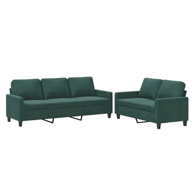 Zdjęcie produktu dla vidaXL 2-częściowa sofa z poduszkami ciemnozielony aksamit