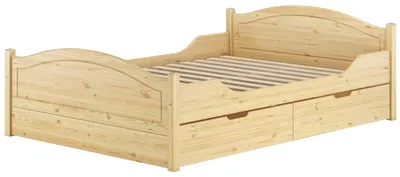 Produktbild von Doppelbett Massivholz 140x200 Komplettset Bett mit Staukasten V-60.33-14Rollrost inkl.