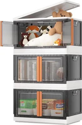 Produktbild von Stapelbare 72L Opbergbox mit Deckel und Rad weiß