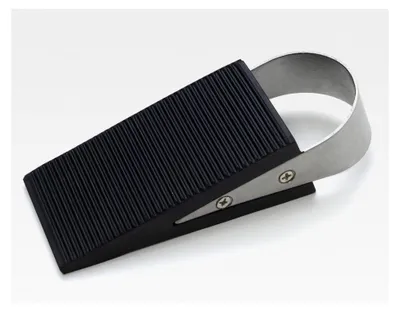 Produktbild von Türstopper Türkeil Möbelkeil Edelstahl / Gummi gebürstet schwarz 130 x 50 x 35 mm