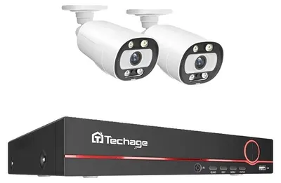 Image de Système de caméras de vidéosurveillance, résolution 5 MP, détection de personnes par IA, NVR 8 canaux, 2 caméras, 1 To