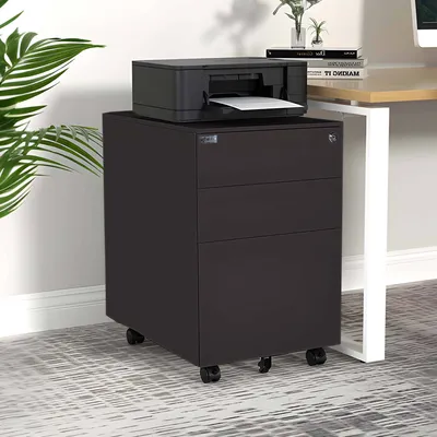 Produktbild von Mobilný podstavec Makika uzamykateľný so zásuvkami a kolieskami 39x50x60cm v čiernej farbe