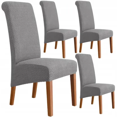 Produktbild von Stuhlhussen XL Grau Jacquard 4er Pack - Stretch Bezug - Elastic Stuhlbezug