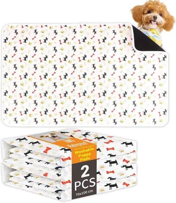 Productafbeelding van 2 x Wasbare Plaspads voor Honden, 70 x 100 cm, Hoge Absorptie, Lekvrij, Herbruikbare Hondenmat voor Honden, Katten, Konijnen en meer
