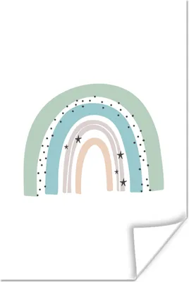 Produktbild von MuchoWow® Poster Regenbogen - Kinder - Sterne - Tupfen - Pastell 20x30 cm - Papierdruck