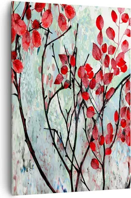 Produktbild von Bild auf Leinwand - Leinwandbild - Einteilig - Rot Blätter Zweige - 70x100cm - Wand Bild - Wanddeko - Wandbilder - Leinwanddruck - Wanddekoration - Leinwand bilder - Wandbild - PA70x100-4508