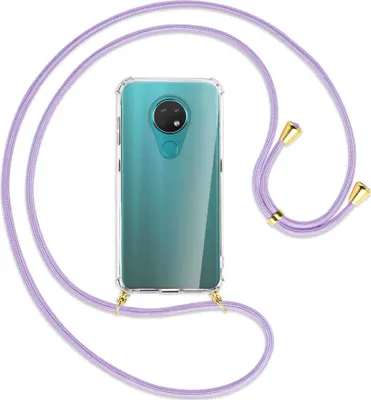 Produktbild von Handykette Backcover-Schutzhülle mit Band (Metall goldfarben) für Nokia 6.2 / 7.2 - violett