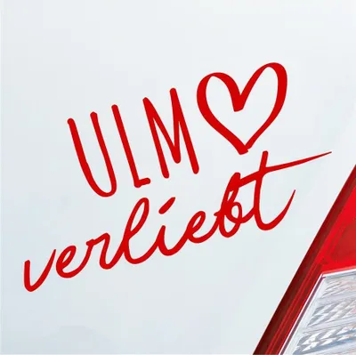 Produktbild von Auto Aufkleber Ulm verliebt Herz Stadt Heimat Liebe Car 19x10 cm Rot Sticker Heckscheibenaufkleber