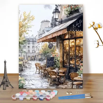 Produktbild von Malen nach Zahlen Set Erwachsene Straßenansicht Landschaft DIY 40x50cm Ohne Rahmen