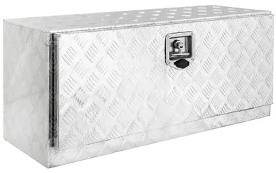 Produktbild von Trucky Aluminium Truckbox, Unterboden Unterflur Box Deichselbox, Anhängerbox 91 x 35 x 40 cm Werkzeugkiste mit Schloss und Schlüssel, stabil