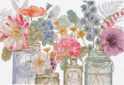 Obrázek produktu pro DMC sada pro vyšívání křížem "Rainbow seeds flowers X", počítaný vzor, 30x22cm