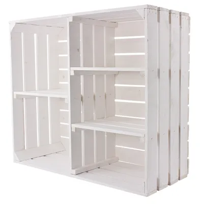 Produktbild von 1x WEIßE OBSTKISTE / NEU / 77x68x35 cm / Holzkiste mit 5 Fächern, aus dem Alten Land für Deko