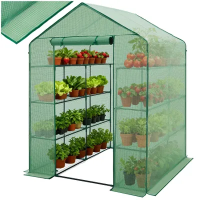 Produktbild von tectake® Foliengewächshaus Antonius 3,6 m³, mit 16 Regalebenen 143 x 143 x 195 cm