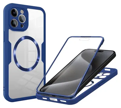 Produktbild von Techsuit ColorVerse 360 Hülle mit Schutzfolie und MagSafe für Apple iPhone 15 Pro - Blau