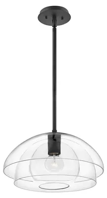 Immagine prodotto di Sospensione Contemporanea Lotus Acciaio Nero Vetro 1 Luce E27