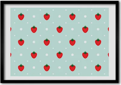 Produktbild von Bild - Bilderrahmen - 100 cm x 70 cm - MDF - Rahmen - Foto - Wandkunst Symbole Erdbeeren