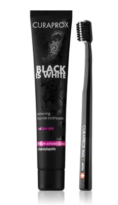 Immagine prodotto di Curaprox Black is White set dentifricio 90ml + spazzolino 1 pezzo
