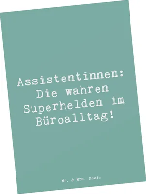 Produktbild von Mr. & Mrs. Panda Postkarte Spruch Assistentin Heldin - Meeresbrise - Geschenk, Berufsgestaltung, Ansichtskarten, Unterstützung, Superhelden im Büroalltag, Geschenke