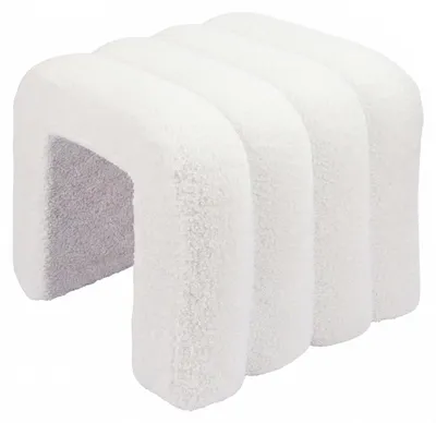 Produktbild von Relaxdays Teddyfell Hocker, gepolstert, HxBxT: 40x40x40 cm, geriffelt, Bouclé Sitzhocker, Schlafzimmer, Wohnzimmer, weiß