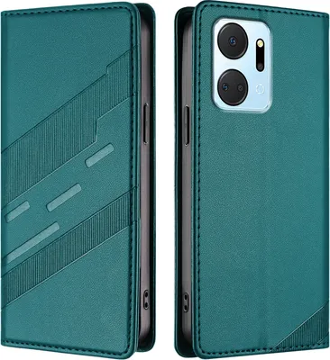 Produktbild von Hülle für Honor X7A, Kunstleder Brieftaschen Handyhülle mit Kartenfach und Standfunktion Grün