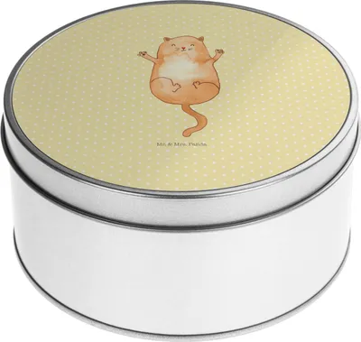 Produktbild von Mr. & Mrs. Panda Dose Katze Umarmen - Gelb Pastell - Geschenk, Cats, Katzen, Keksdose, Blechdose, gebäckdosen, Katzensouvenirs, Liebe, Cat, keksdosen, Kaffeedose