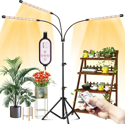 Zdjęcie produktu dla Lampa do roślin ze stojakiem i pilotem zdalnego sterowania LED Full Spectrum Indoor Plants Sunlight Grow Lamp Plant Light (Timer, 3 tryby, 10-poziomowa jasność)
