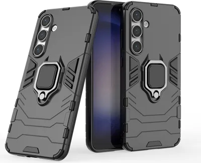 Produktbild von Handyhülle Samsung Galaxy S24 FE – Ring Case mit 360° Kickstand & Outdoor Schutz Schwarz