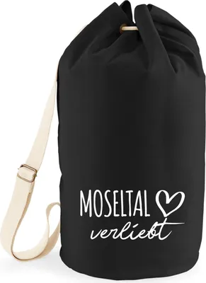 Produktbild von Huuraa Seesack Moseltal verliebt 20 Liter Black Baumwolle Rucksack Geschenkidee