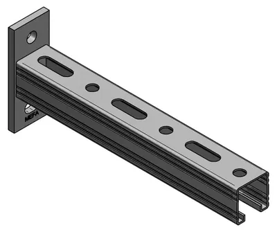 Produktbild von MEFA Konsole C-Profil 45/45, Platte längs, Stahl, verzinkt, Stange mit 525mm