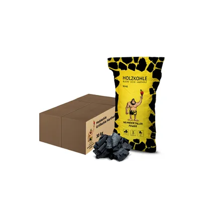 Produktbild von Neandertaler Feuer Holzkohle Grillkohle Buche - Charcoal BBQ 3 x 30 kg Kohle für Grill Smoker Kamin Grillholzkohle aus Laubholz Buchenholzkohle 90 kg